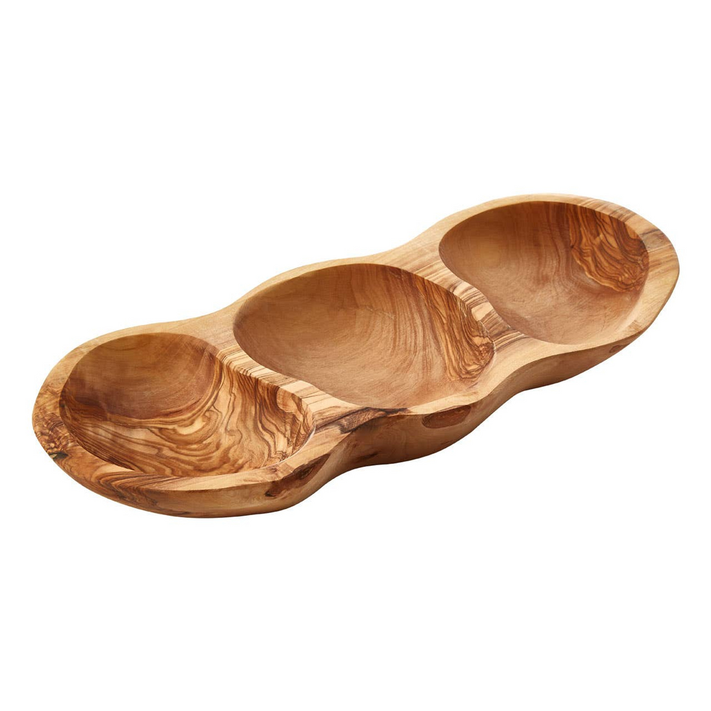 Cook Nook Kora 3 Section Olive Wood Antipasti Dish