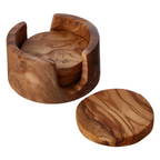 Cook Nook Kora Set of 4 Olive Wood Round Coasters