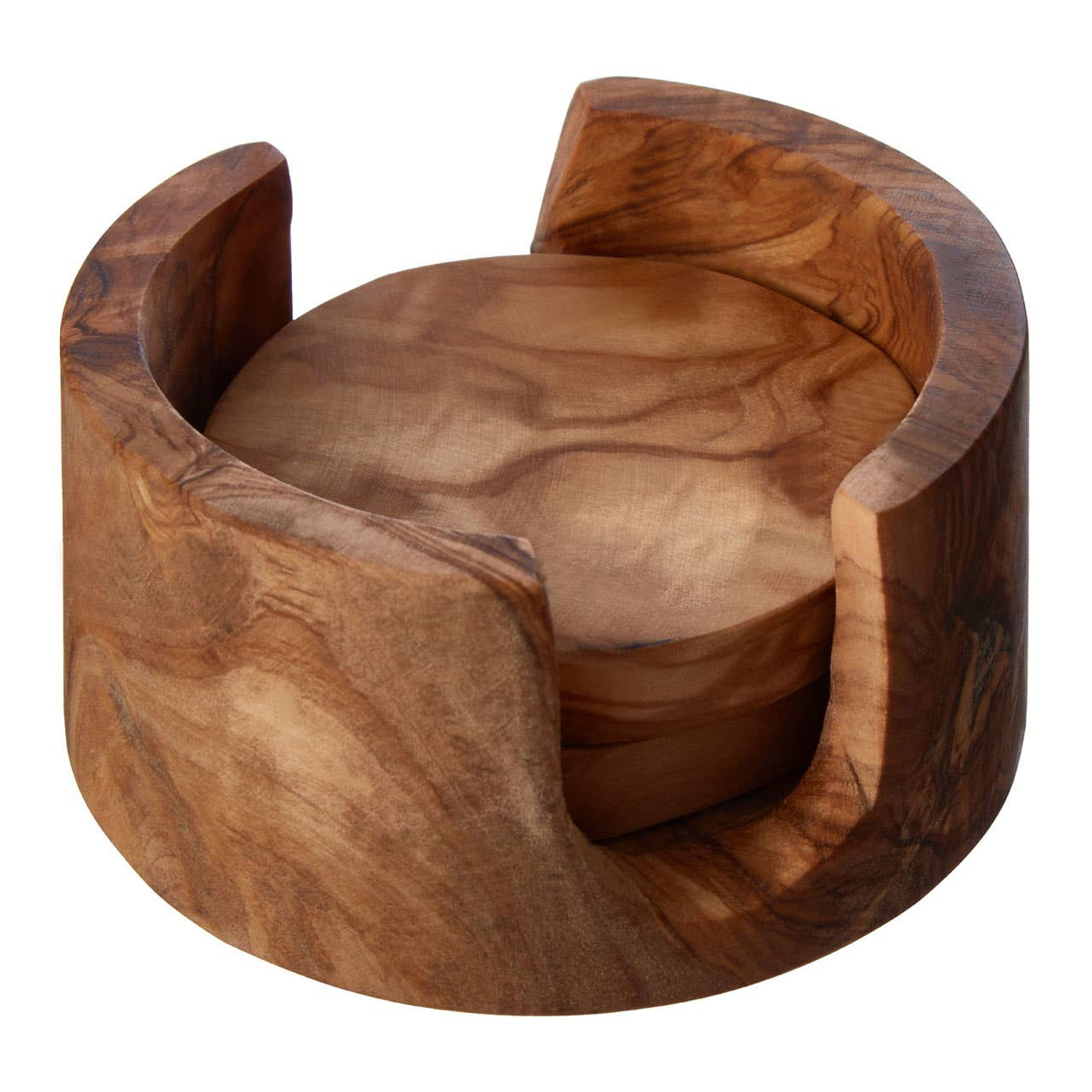 Cook Nook Kora Set of 4 Olive Wood Round Coasters