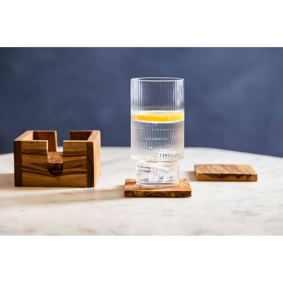 Cook Nook Kora Set of 4 Olive Wood Square Coasters