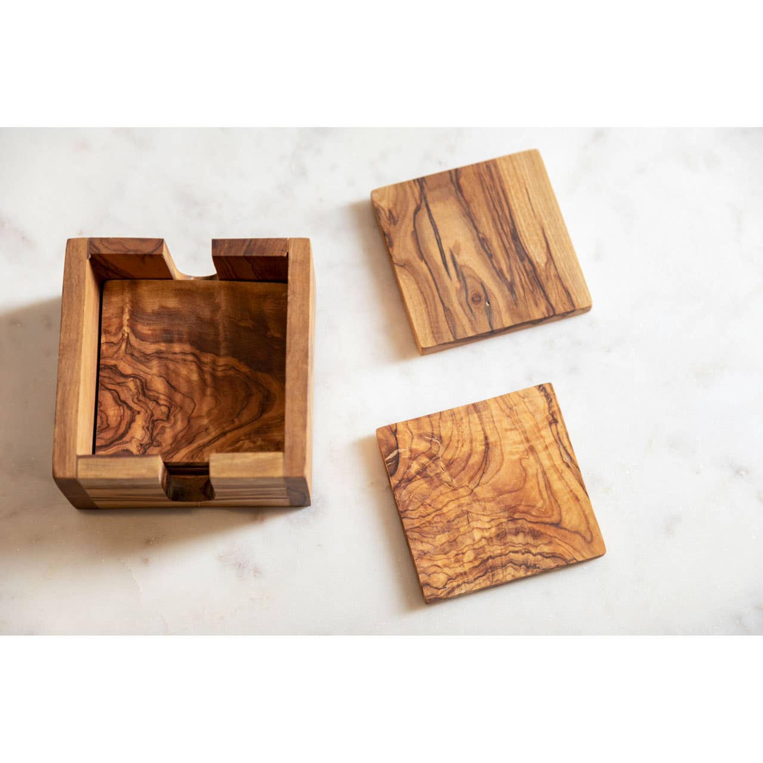 Cook Nook Kora Set of 4 Olive Wood Square Coasters