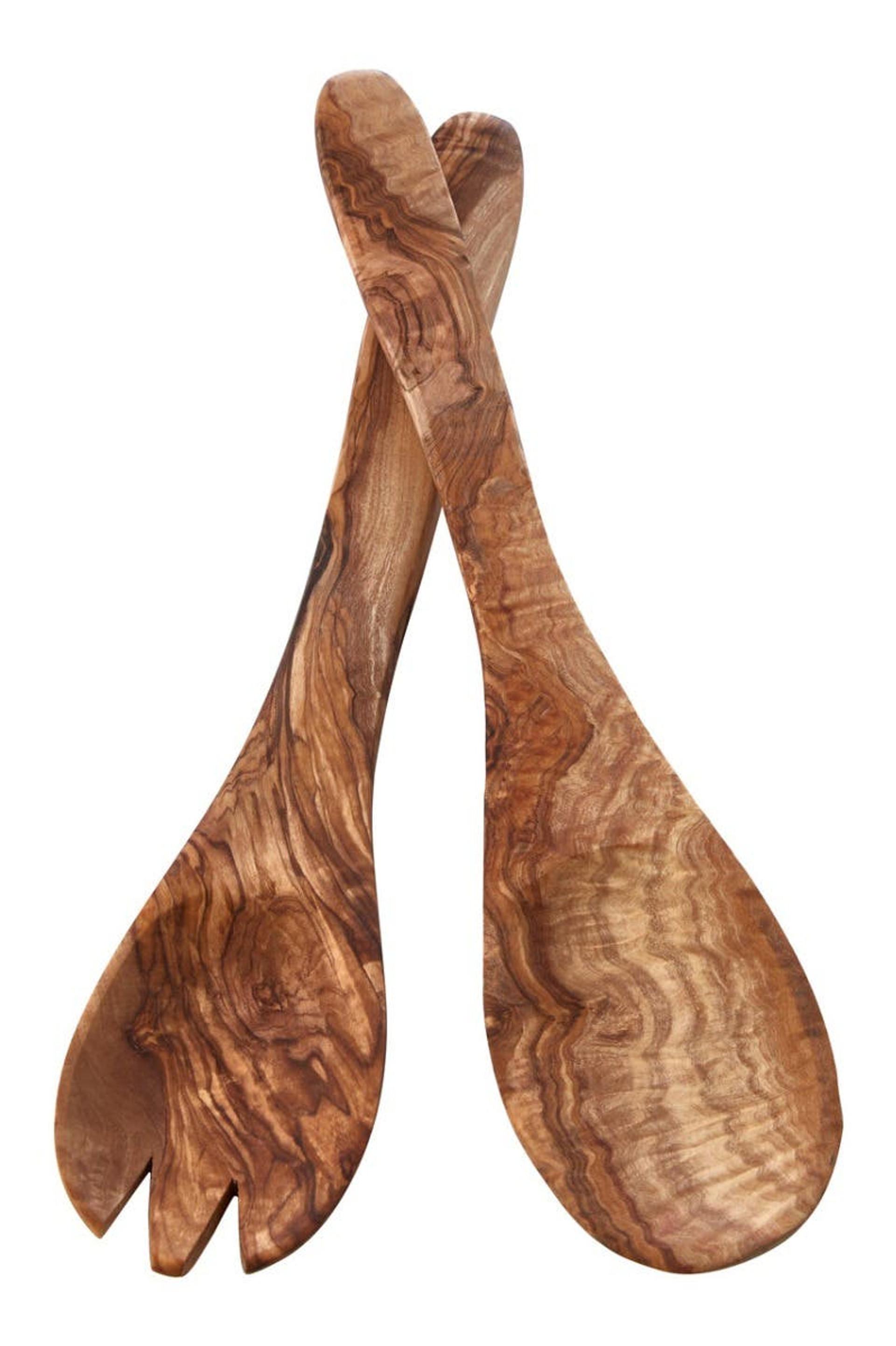 Cook Nook Kora Olive Wood Flat Salad Servers