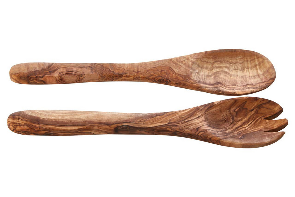 Cook Nook Kora Olive Wood Flat Salad Servers