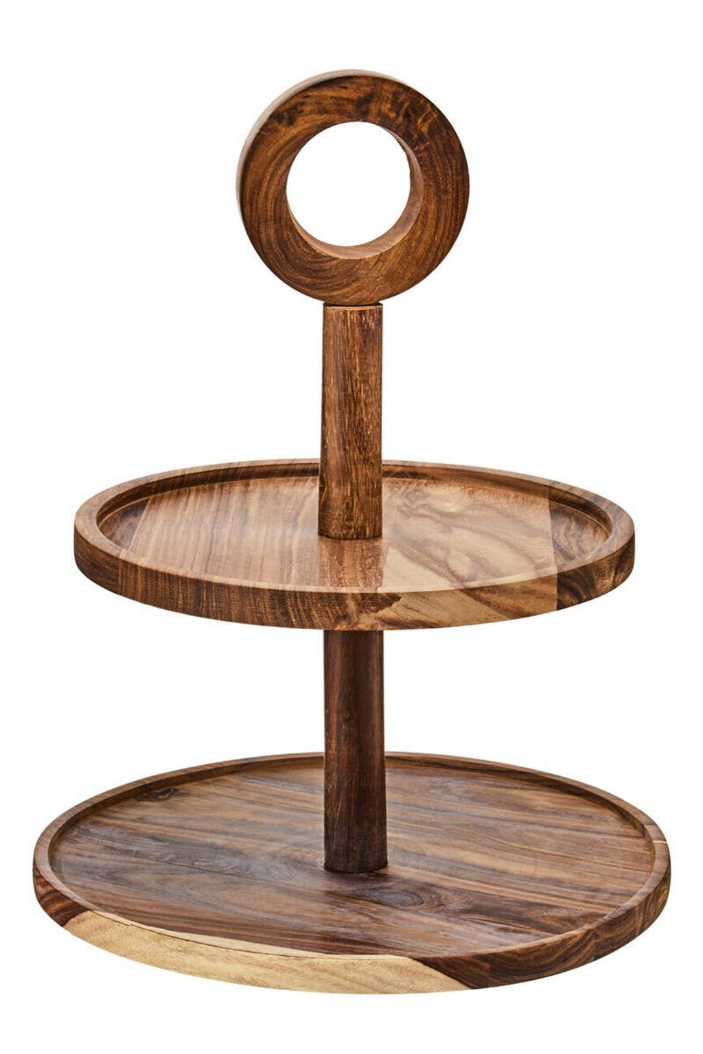 Cook Nook Kora Sheesham Wood Two Tier Cake Stand