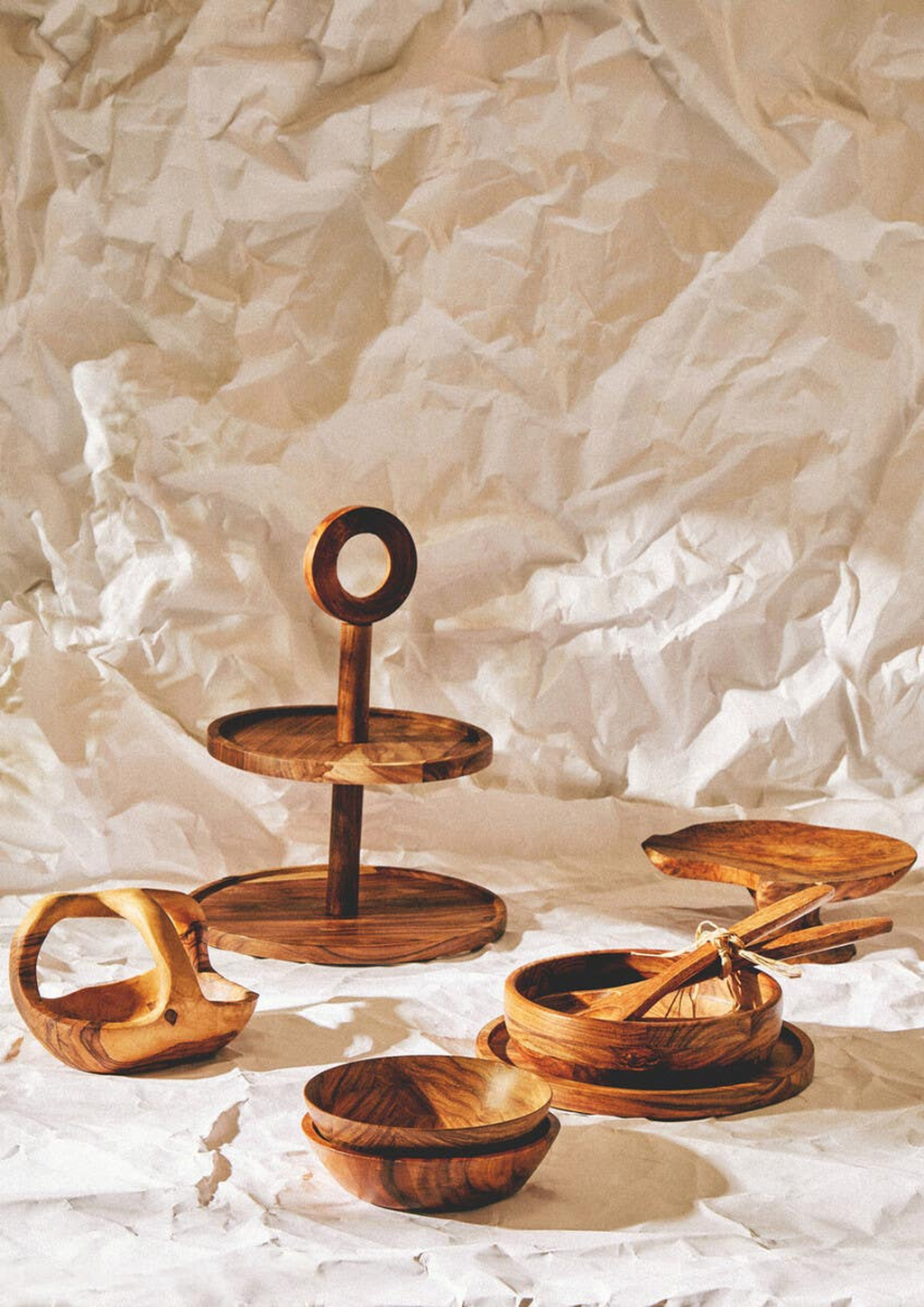 Cook Nook Kora Sheesham Wood Two Tier Cake Stand