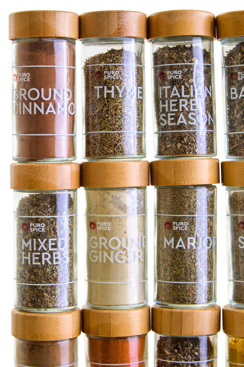 Puro Bamboo Revolving Spice Rack with 16 Jars