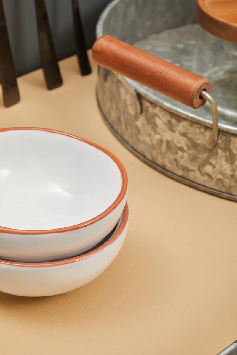 Calisto Terracotta Set of 2 White Glazed Mini Bowls