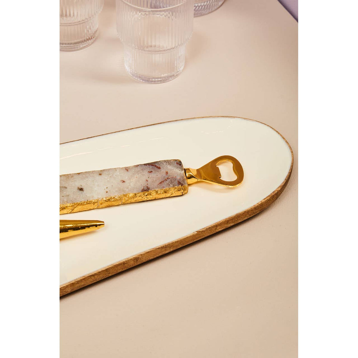 Bowerbird Agata Natural Bottle Opener And Stopper Set