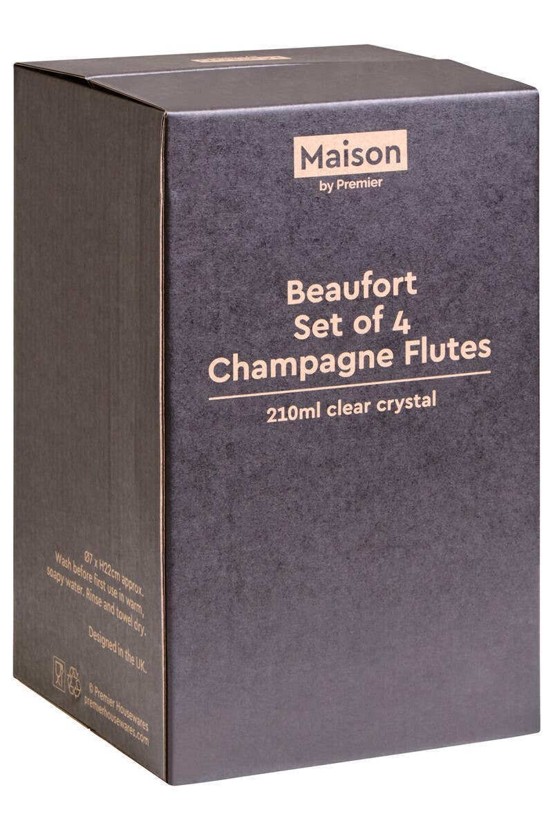 Beaufort Set of 4 Crystal  Champagne Glasses