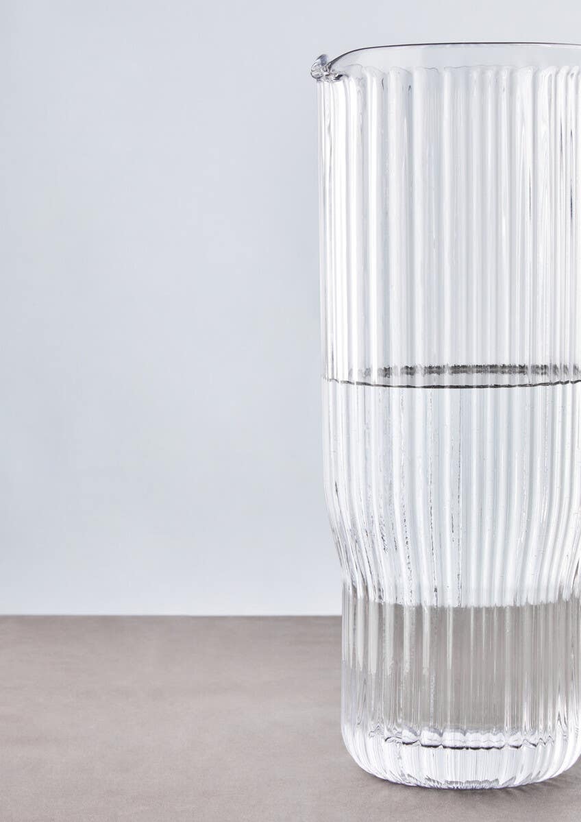 Juno Ribbed Glass And Jug Three Piece Set