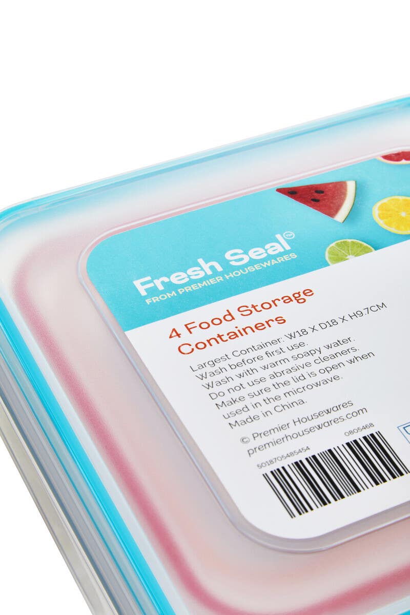 Herrela 4 Piece Square Food Containers with Airtight Lids