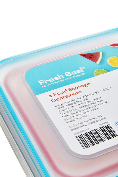 Herrela 4 Piece Square Food Containers with Airtight Lids