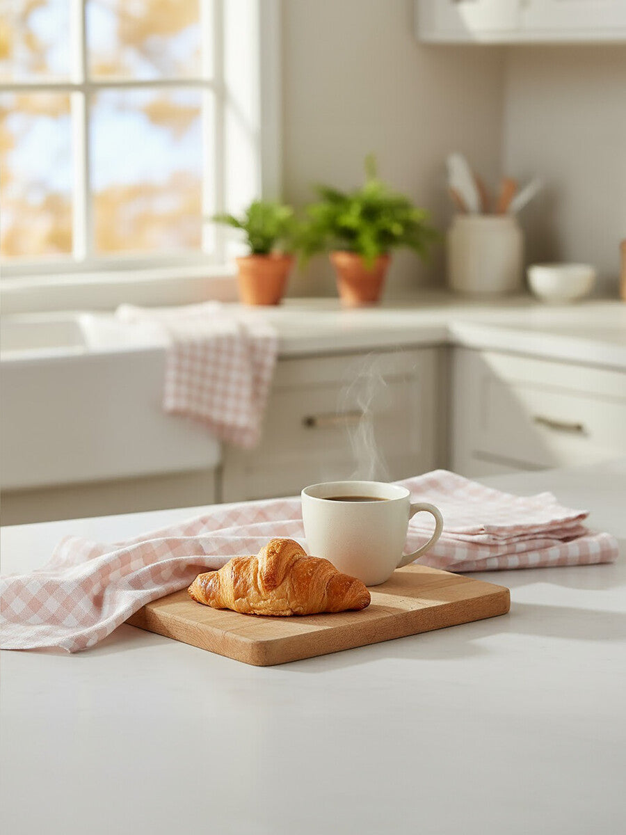Doro Set Of Three Amber And White Tea Towels