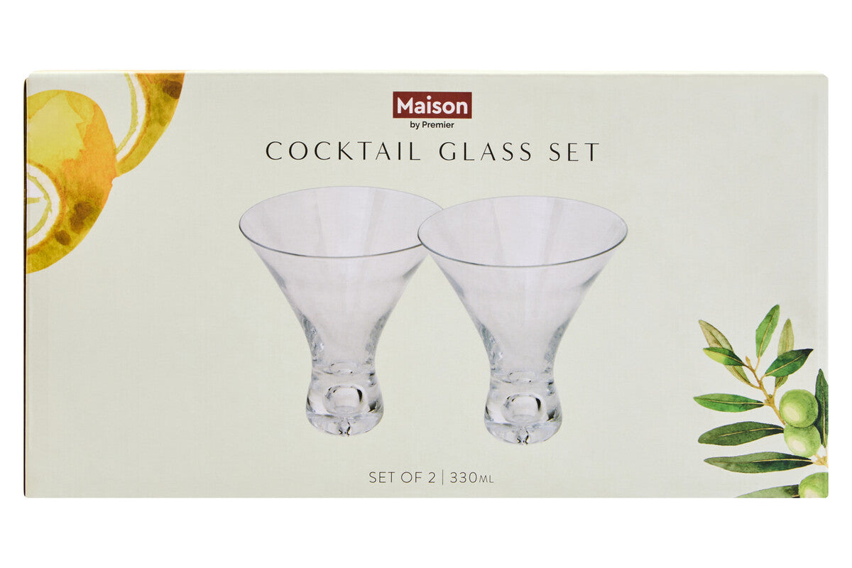 Mila Set Of 2 Clear Cocktail Glasses 330ml