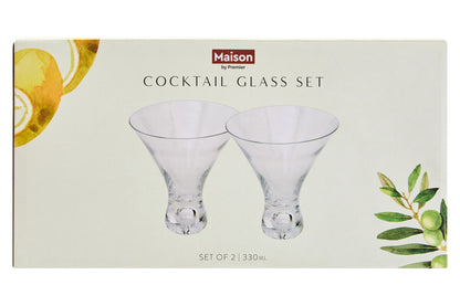 Mila Set Of 2 Clear Cocktail Glasses 330ml