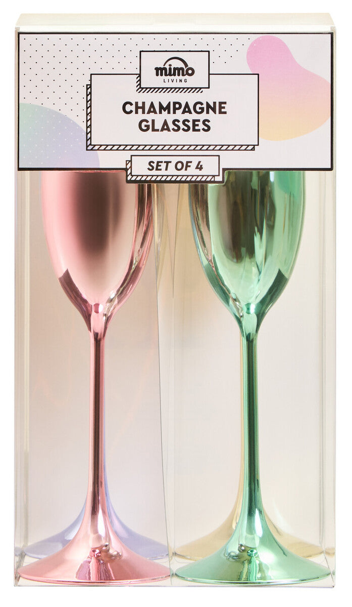 Mimo Set Of 4 Multicolour Champagne Glasses