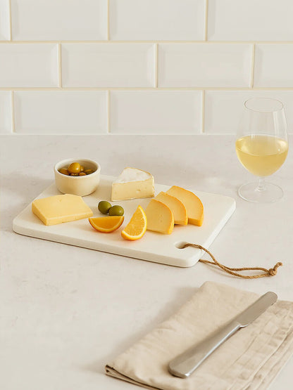 Kindia White Marble Chopping and Serving Board with Hanging Loop