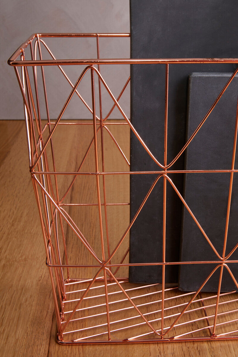 Vertex Copper Finish Zigzag Wire Basket