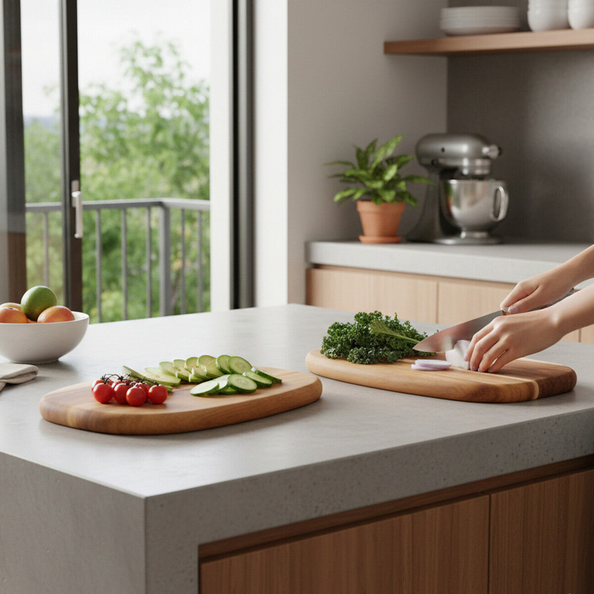 Kora Acacia Set Of 2 Serving And Chopping Board