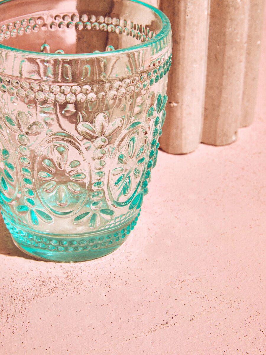 Fleur Set Of Four Pink and Blue Glass Tumblers
