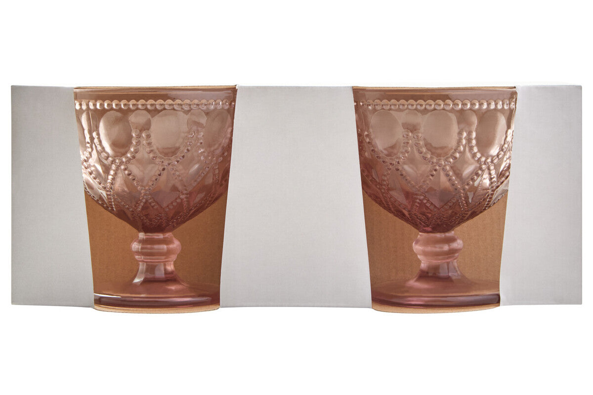 Fleur Set Of Two Pink Glass Sundae Dishes