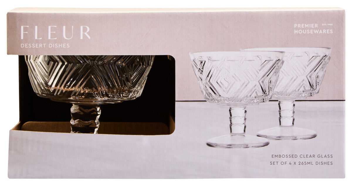 Fleur Set of 4 Glass Dessert Bowls