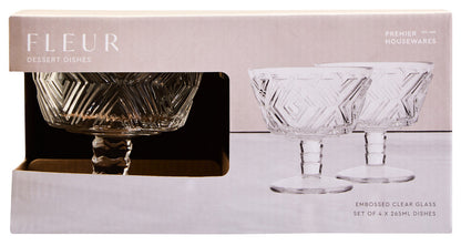 Fleur Set of 4 Glass Dessert Bowls
