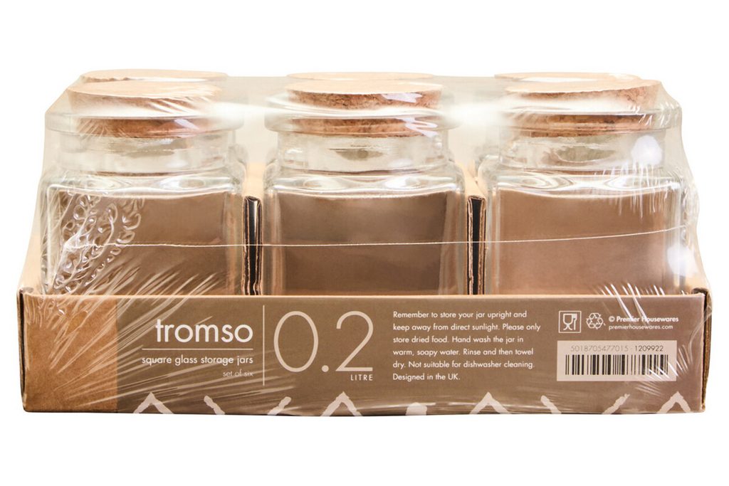 Cook Nook Tromso Set of 6 Square Small Glass Jars