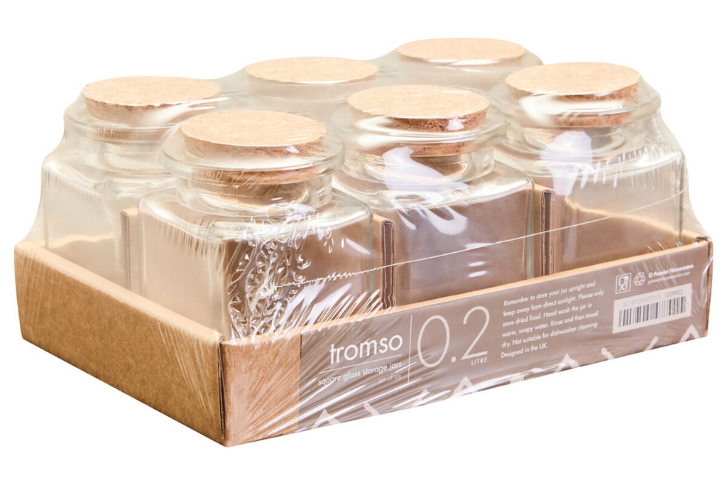 Cook Nook Tromso Set of 6 Square Small Glass Jars