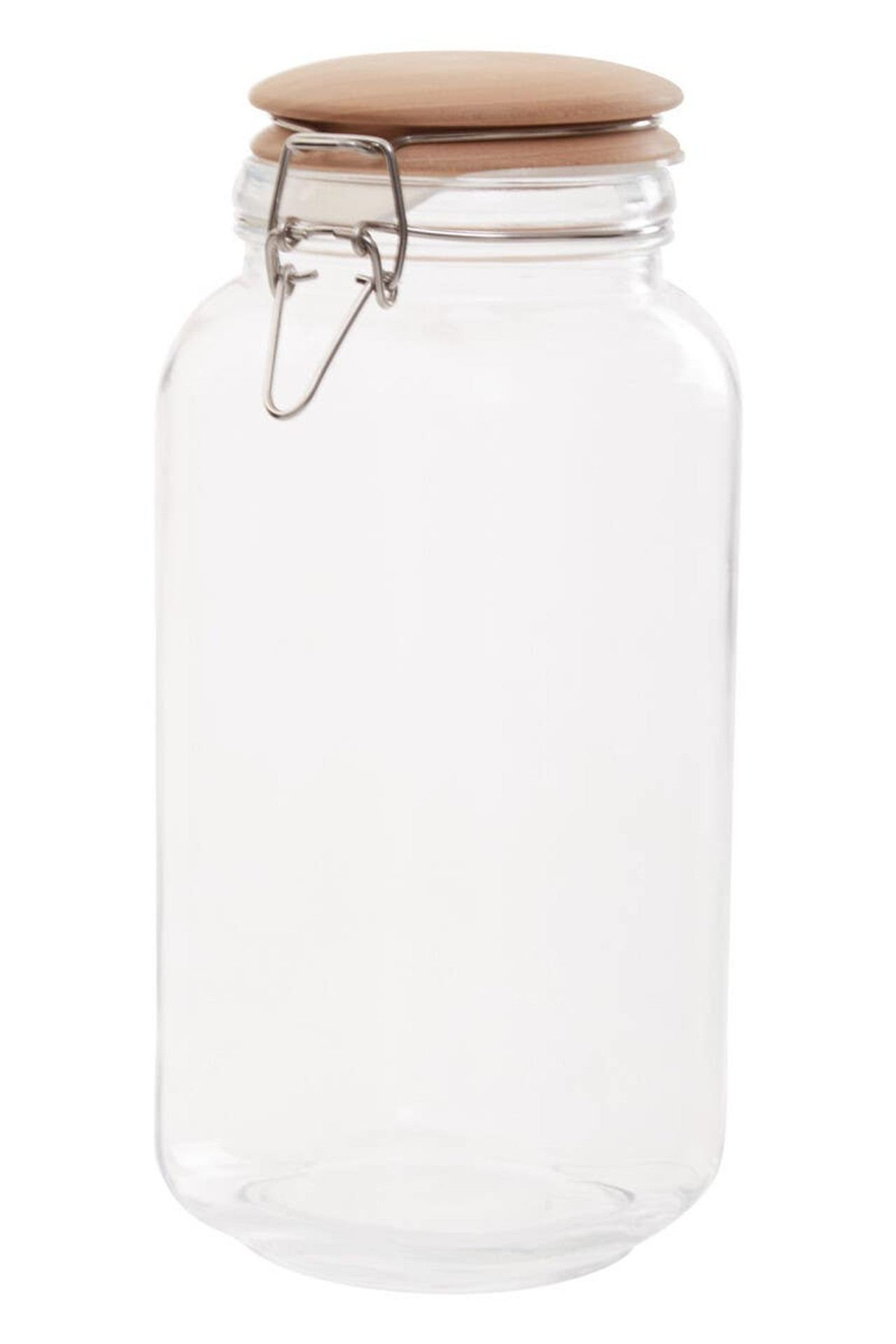 Cook Nook Luca Square 2150ml Glass Jar With Wooden Lid.