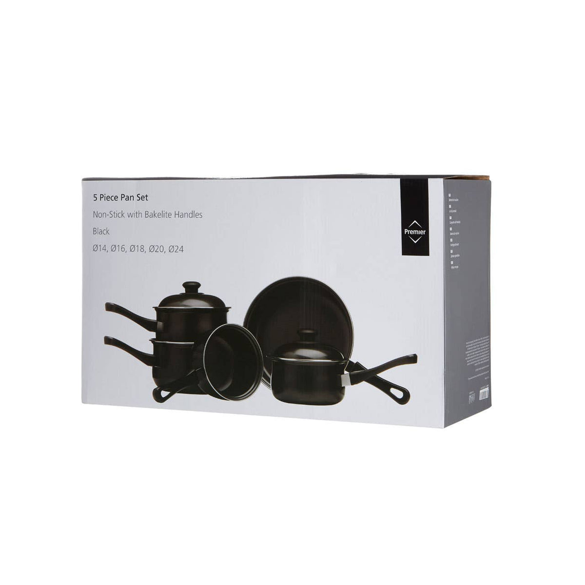 Viggo Black Non Stick 5 Piece Cookware Set