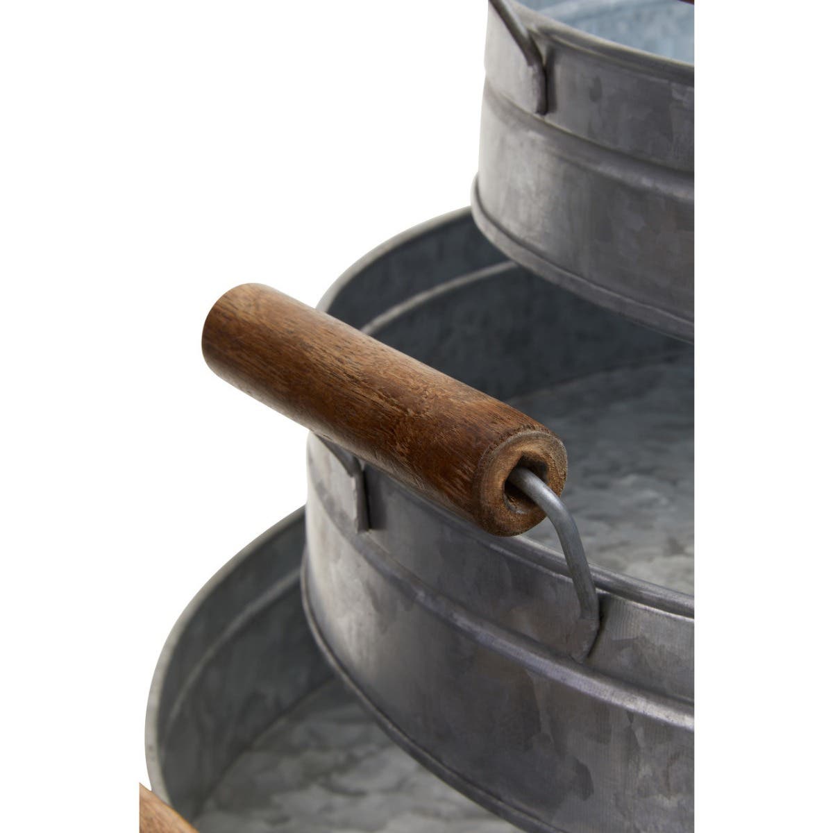 Drummond Set Of Three Round Galvanised Steel Trays
