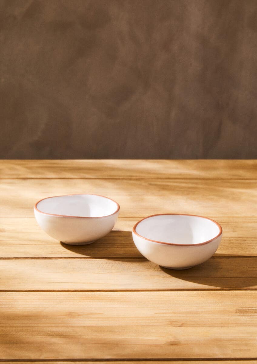 Calisto Terracotta Set of 2 White Glazed Mini Bowls