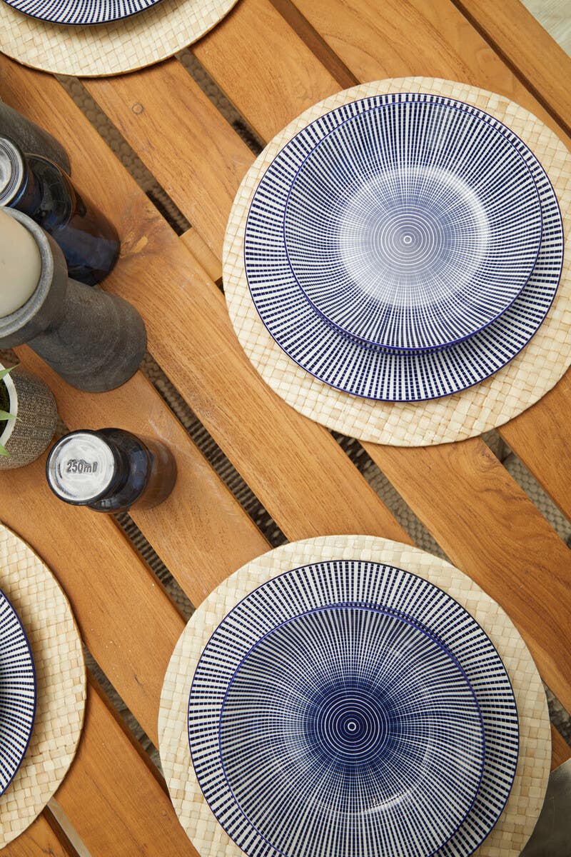 Maya 12 Piece Blue And White Dinner Set