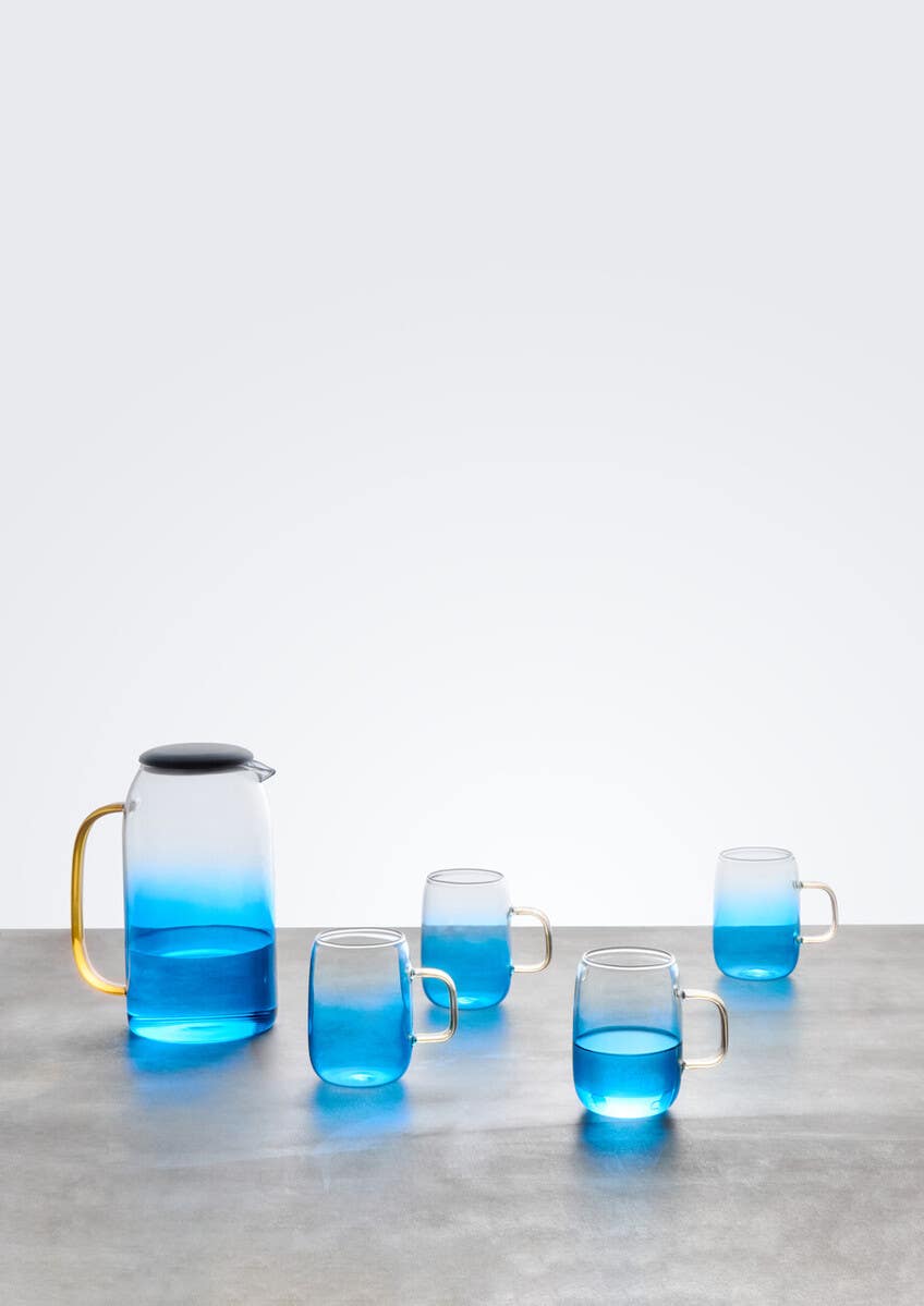 Noa Glass Ombre Blue Pitcher and Cup Set