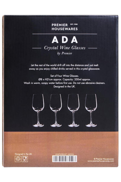 Ada Set of Four Crystal Wine Glasses