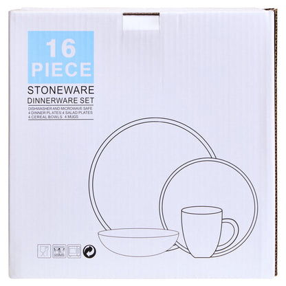 Elmira 16 Piece Black Stoneware Dinner Set