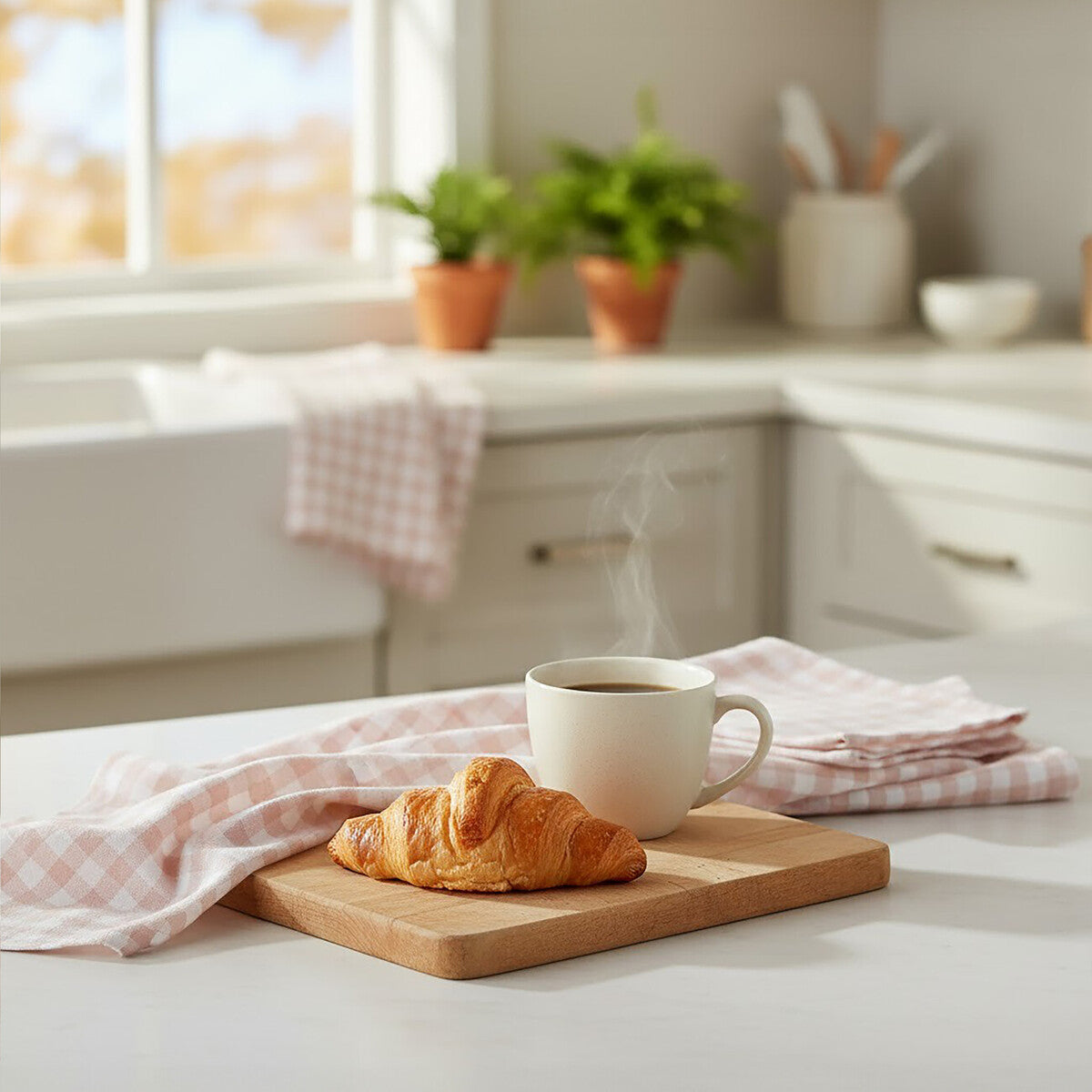 Doro Set Of Three Amber And White Tea Towels