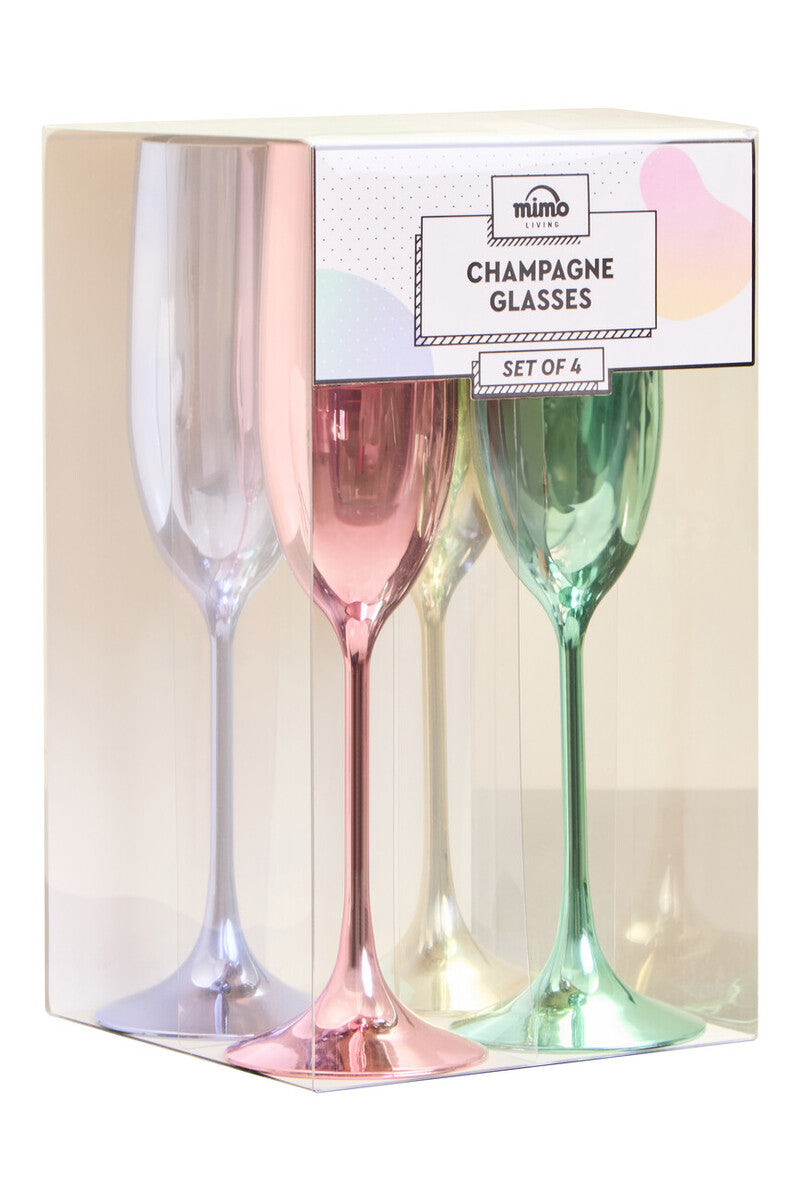 Mimo Set Of 4 Multicolour Champagne Glasses