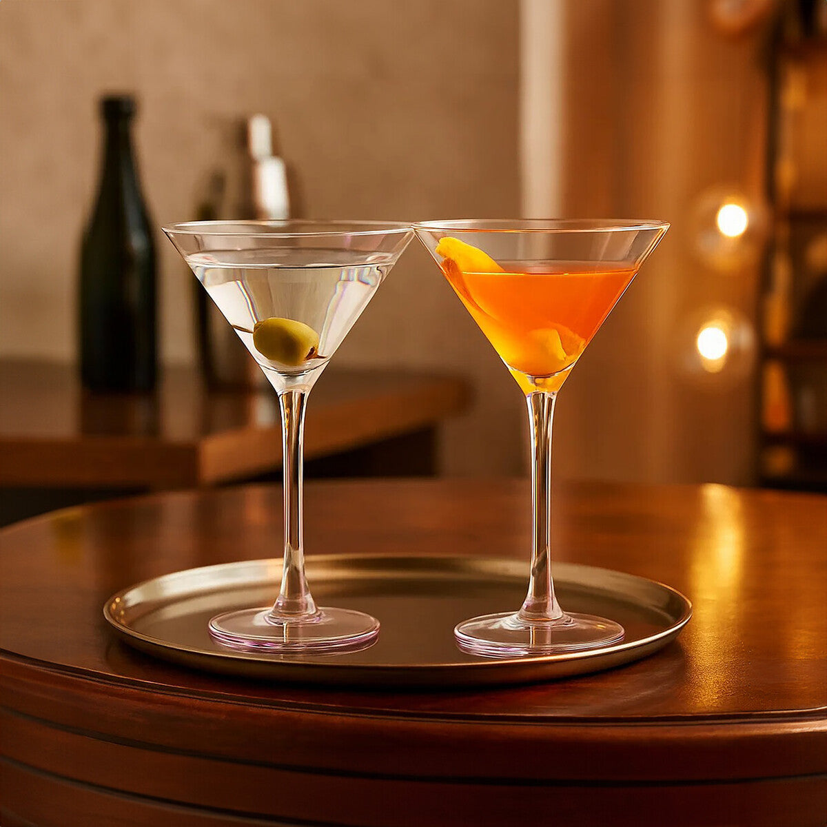 Frosted Deco Set of 2 Martini Glasses
