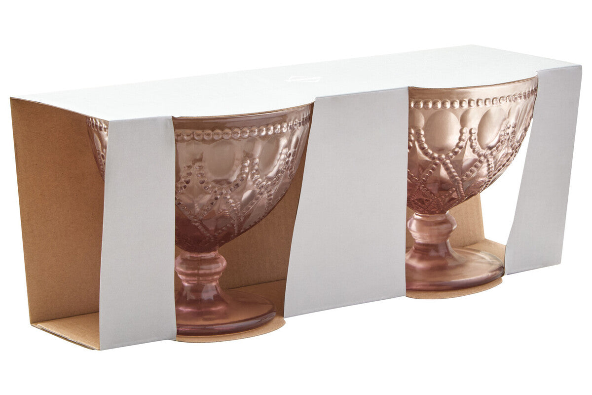 Fleur Set Of Two Pink Glass Sundae Dishes