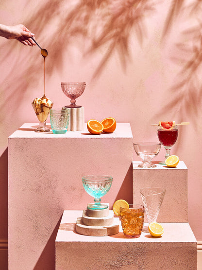 Torta Set of Four Waffle Cone Design Glass Sundae Dishes