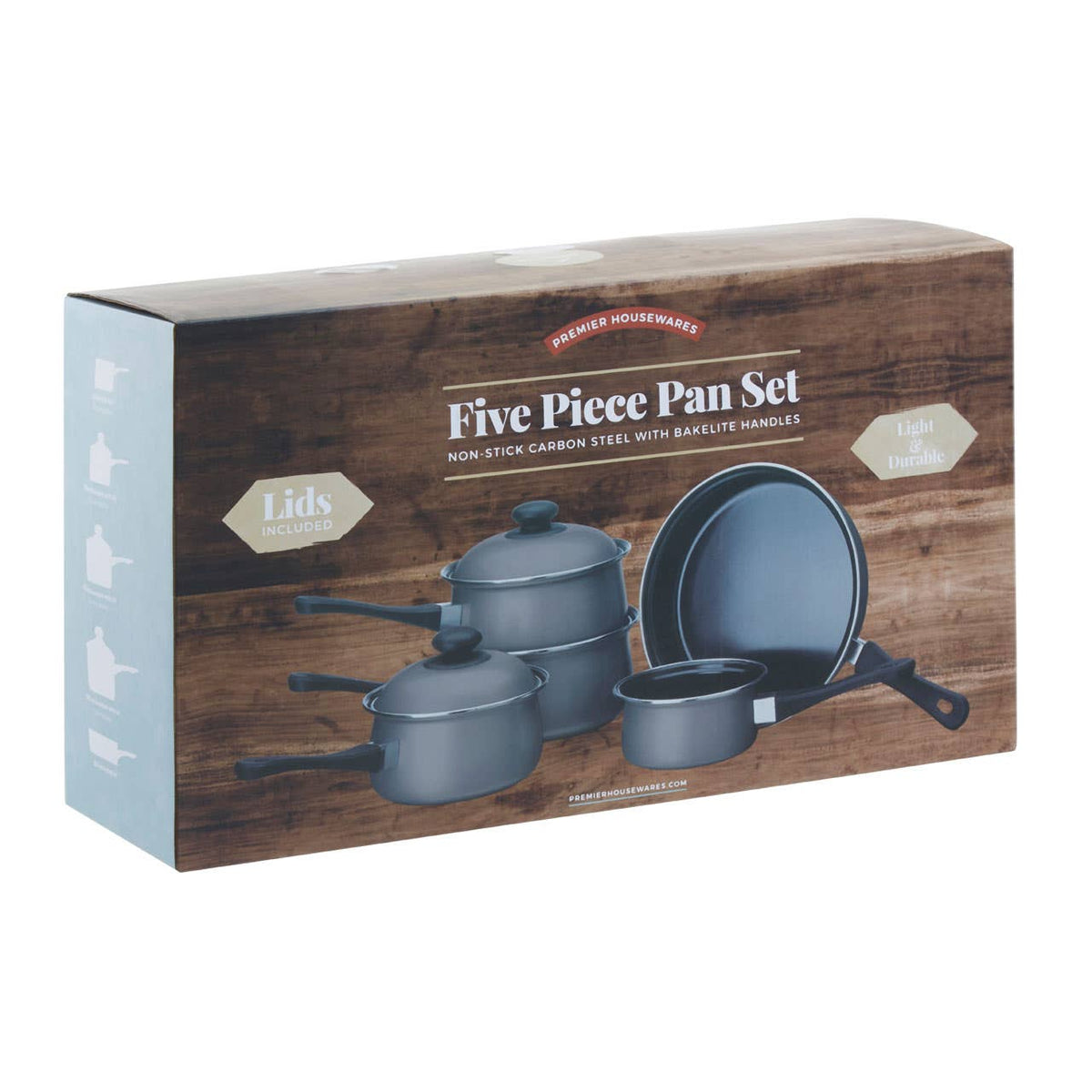 Viggo 5 Piece Silver Non Stick Cookware Set