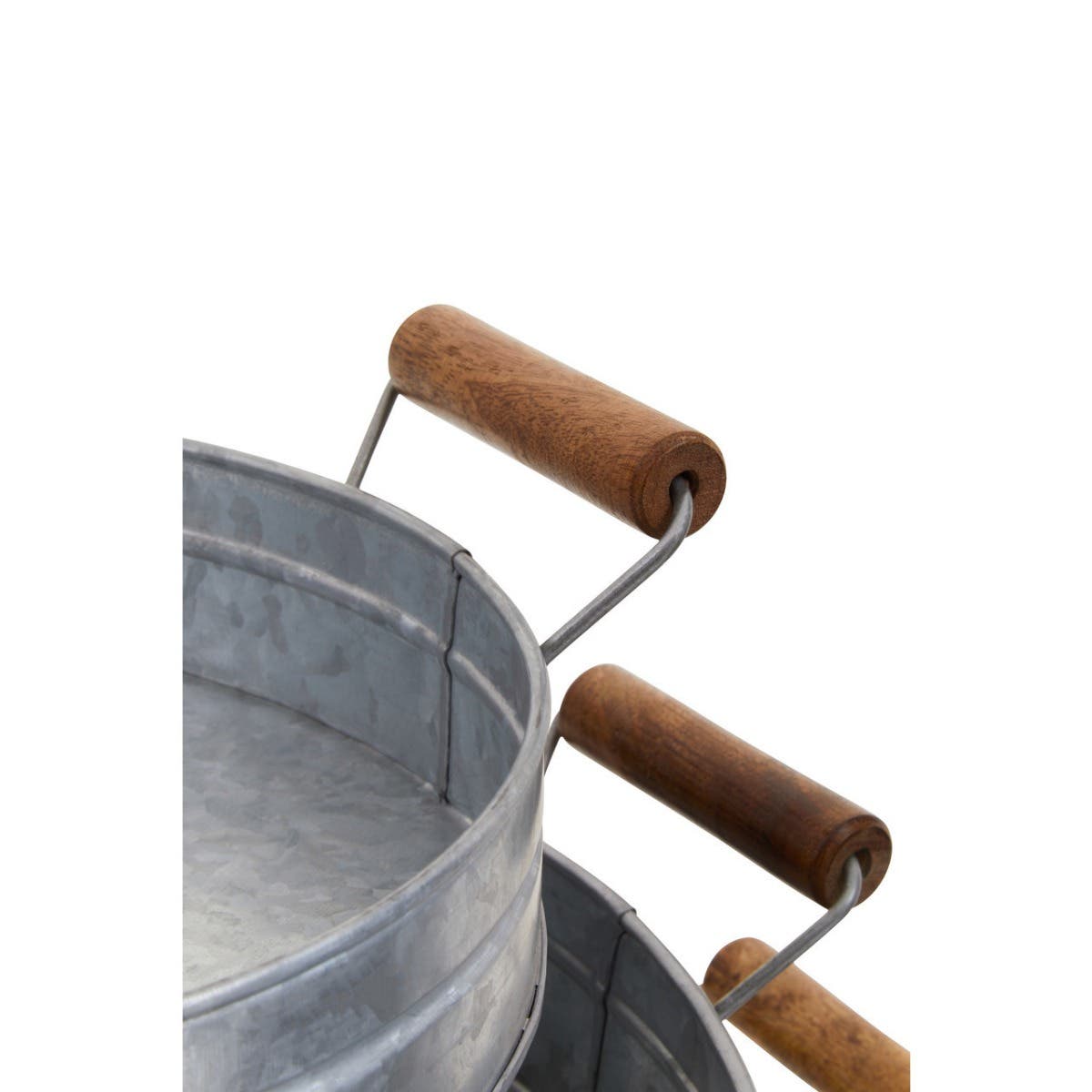 Drummond Set Of Three Round Galvanised Steel Trays