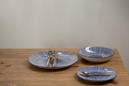 Maya 12 Piece Blue And White Dinner Set