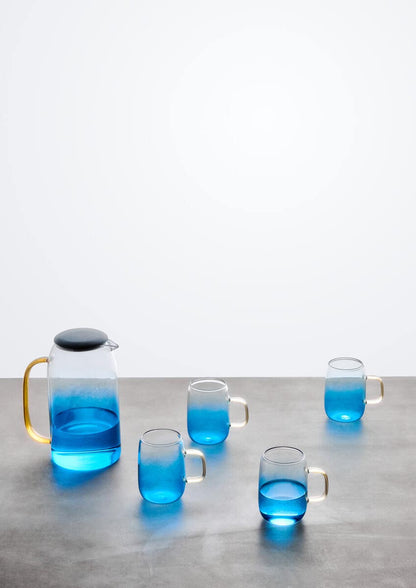 Noa Glass Ombre Blue Pitcher and Cup Set