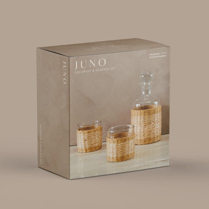 Juno Three Piece Glass And Decanter Set
