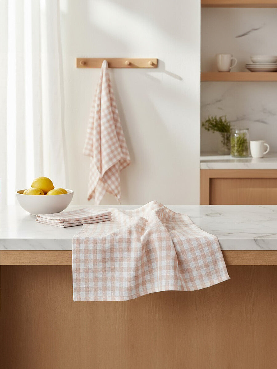 Doro Set Of Three Amber And White Tea Towels