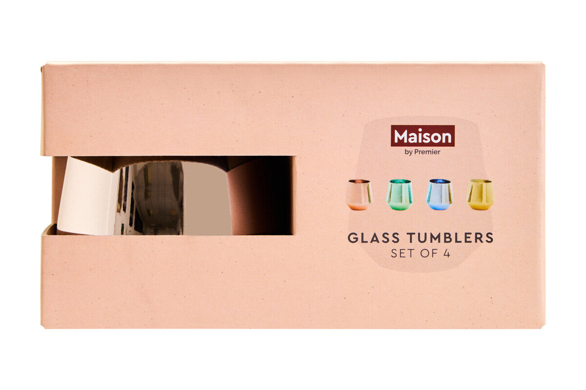 Aurora Set Of Four Glass Tumblers In Assorted Colours