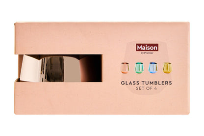 Aurora Set Of Four Glass Tumblers In Assorted Colours
